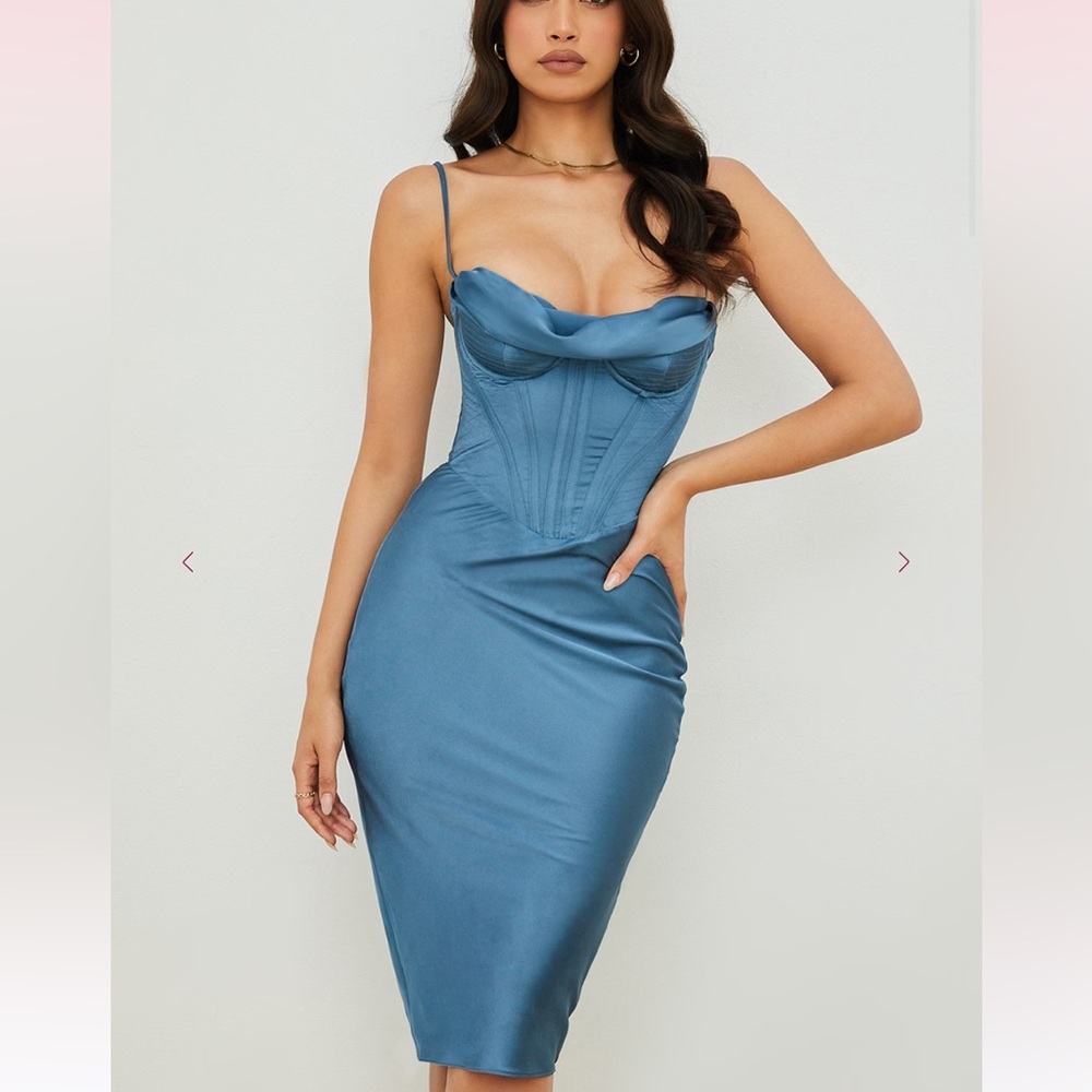 House of CB Myrna Aegean Blue Corset Midi Dress